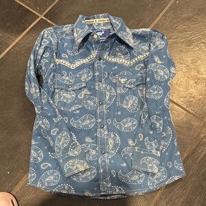 Kids Blue Paisley Button Down Shirt